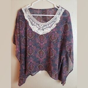 WallpapHer Lace Floral Paisley Boho Blouse